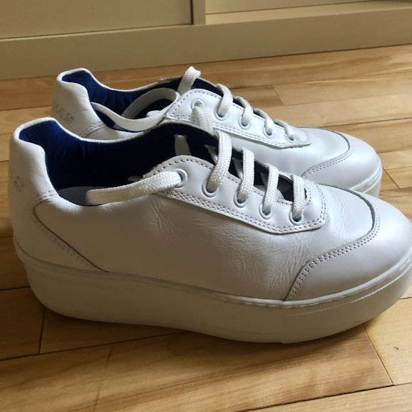 Joshua Sanders White Liberty Platform Sneakers. - Picture 2 of 3